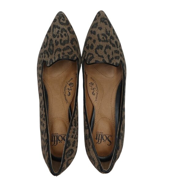 Sofft Vesper Brown Leopard Print Leather Pointed Kitten Heel Pumps Womens 9N - Picture 9 of 13